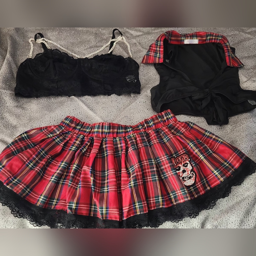 Sexy School Girl Costume w/ Misfit Patch Size S